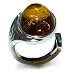 Sterling Silver Honey Amber Adjustable Oval Ring