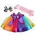 Toycost Layered Rainbow Tutu Skirt Costumes Set with Hair Bows Clips and Satin Sash for Girls Birthday Party Dress up