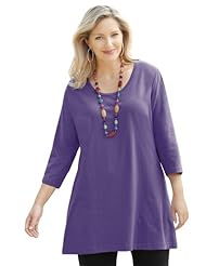 Ulla Popken Plus Size Swing Time Knit Tunic - Violet, 28/30