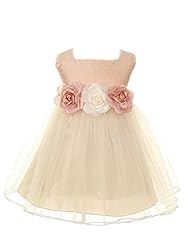 Girls Silk/Tulle Tea Length  Dress With a Sash 