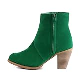 Damen Schuhe, STIEFELETTEN, BOOTS WARM GEFÜTTERT, Q99-8, Synthetik in hochwertiger Velour Leder Optik, Grün, Gr 39