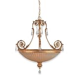 Royce Lighting RC2183/HBGD Versailles Three-Light Chandelier Brulee Gold with Frosted Iridescent Globe and Clear Crystals