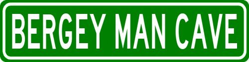 BERGEY MAN CAVE Sign - Personalized Last Name Sign - Aluminum - 6 x 24 Inches