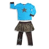 Rubbies - Toddler Girls Long Sleeve Skegging Set, Aqua, Brown