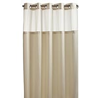 Hookless Herringbone Built-in Fabric Liner Fabric Shower Curtain, Beige