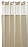 Hookless Herringbone Built-in Fabric Liner Fabric Shower Curtain, Beige