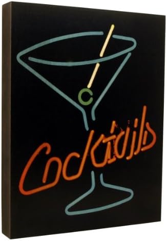 Walnut Hollow Ingrained Art Bar Cocktail Sign on Wood Panel Wall Décor with Black Onyx Edges, 8 by 14-Inch