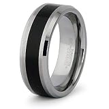 8mm Tungsten Carbide Ring with Black Resin Inlay
