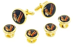 JJ Weston Fun Saucy Sailorette Cufflinks and Shirt Stud Set with Presentation Box. Made in the USA