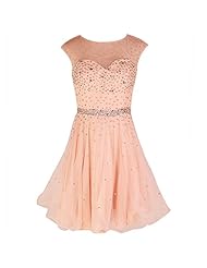 Sexy Knee Length Short Beaded Lace Chiffon/Tulle Homecoming Dress/Prom Dress 