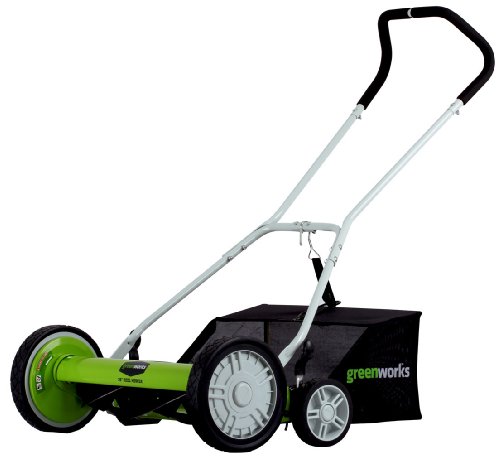 Greenworks 25072 20-Inch 4-Blade Push Reel Lawn Mower With Grass Catcher