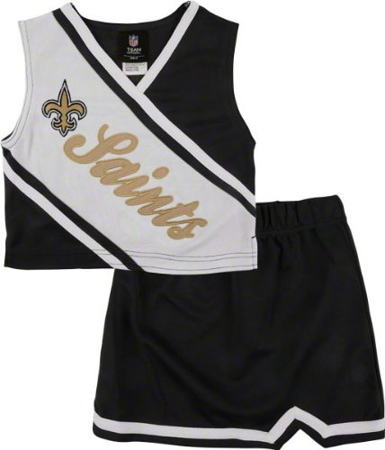 Reebok New Orleans Saints Preschool Girls Black-White 2-Piece Sleeveless Cheerleader Dress Set (4)