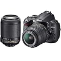 Nikon D5000 12.3MP DX Digital SLR Camera with 18-55mm f/3.5-5.6G VR and 55-200mm f/4-5.6G VR Lenses and 2.7 inch Vari-angle LCD