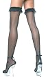 Thigh Hi Stocking Sheer BACKSEAM Lace Ruffle Trim Hosiery 3 Colors Red White or Black