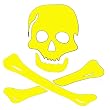 Skull Crossbones Yellow Vinyl Car Truck Decal Sticker