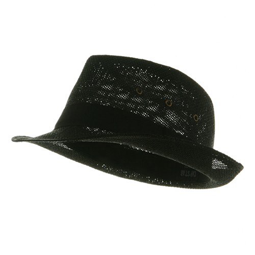 Solid Band ML Mesh Fedora Hat - Black W20S65E