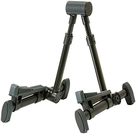 Guitar and String Instrument Stand - for Acoustic, Classical, Jazz, Electric, Bass Guitars, Ukulele, Mandolin, Banjo, Violin - Folding - Compact - Lightweight - Sturdy - Advanced New Design - Black