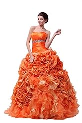 Floor Length   Beaded  Organza Sweetheart  Ball Gown Quinceanera Dress  With Rhinestones and Ruffles