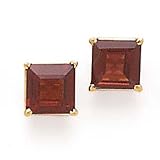 14K EARRINGS W/ 6MM SQUARE GARNET (POST)