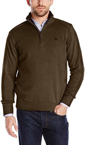 U.S. Polo Assn. Men's Solid Half-Zip Sweater with Faux Shearling-Lined Collar