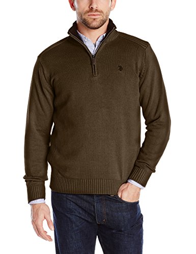 U.S. Polo Assn. Men's Solid Half-Zip Sweater with Faux Shearling-Lined Collar