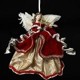 9.25 ELEGANT RED ANGEL WITH VIOLIN ORN