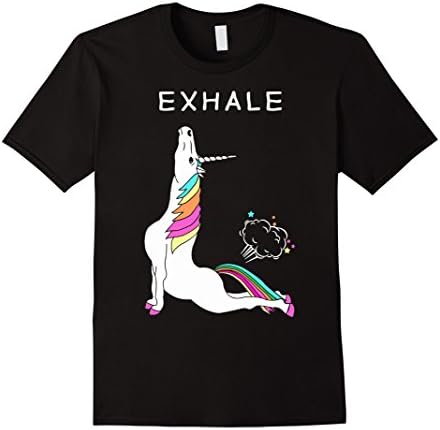 Men's Exhale T shirt / Unicorn With Rainbow Yoga funny Shirt Medium Black