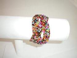 Bracelet Cuff Beads multi color darker