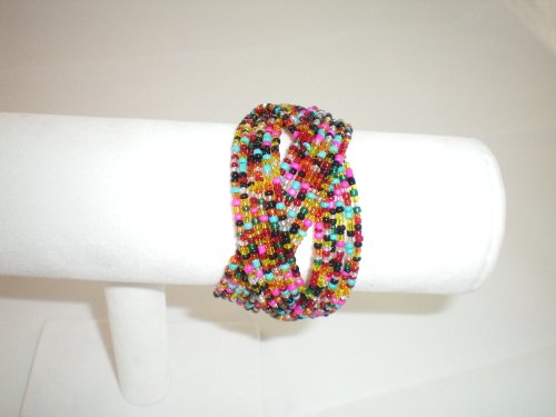 Bracelet Cuff Beads multi color darker