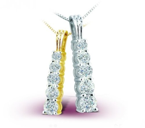 14K Platinum Journey Stick Diamond Pendant - GH SI - 0.25 Ct. - 1.00 Ct.
