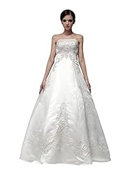 Strapless Satin Floor Length Lace-Up Wedding Dress 