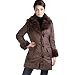 Jessie G. Women's Metallic Jacket with Thinsulate Filling and Rex Rabbit Fur Trim in Brown or Dark Gray image 3