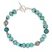 Southwestern Turquoise Gemstone and Czech Glass Beaded Bracelet with Sterling Silver Decorative Beads, 8" Length, #7562