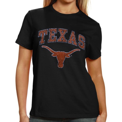 Texas Longhorns Ladies Big Arch & Logo Heathered T-shirt - Black (Small)