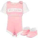 Nike West Virginia Mountaineers Newborn Pink & White Newborn 3-Piece Creeper Set