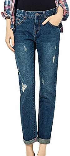 DC-SN Women's Stylish Skinny Loose Fit Harem Rip Hole Cropped Denim Jeans 27