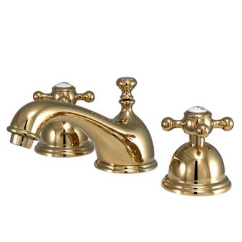 Kingston Brass KS3962BX+ Vintage 8-Inch Widespread Lavatory Faucet, Polished Brass