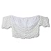 Persun Women White Off Shoulder Crochet Lace Layer Crop Top Bralettes
