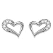 Sterling Silver Cubic Zirconia Open Heart Earrings .925 - 10mm