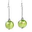 Silver Foil Murano Glass Bead Earrings - Serena Green/Silver