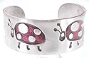 Darling Red Epoxy Lady Bug Silver Tone Pewter Bracelet