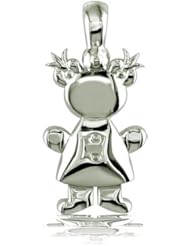 Mothers Day Jewelry Gift - Large Belly Girl Mommys Kids Charm in Sterling Silver