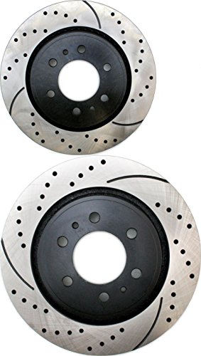 Prime Choice Auto Parts PR64155LR Performance Drilled and Slotted Brake Rotor Pair for Front