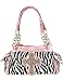 Bling Rhinestone Cross Zebra Satchel Purse Light Pink Trim