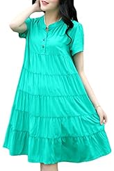 Puff Sleeves Short Sleeves Cotton Summer  Dress