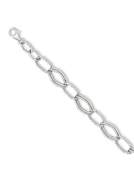 14k White Gold Polished Fancy Link Bracelet Length 7.5"