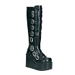 4 1/4 Inch Gothic Platform Knee Boots Buckle Detail Black Demonia