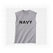 NAVY Sleeveless T-Shirt - Authentic Military Style Physical Training T-Shirt in gray