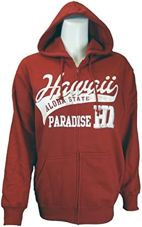 Maui Clothing Hawaii Dug Out Full Zip Hoodie (X-Large, Cardinal)