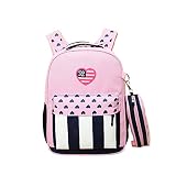 Advocator Kids Traveling Bags Printed Colorful School bag Cute Pink Bookbag with Pen Bag